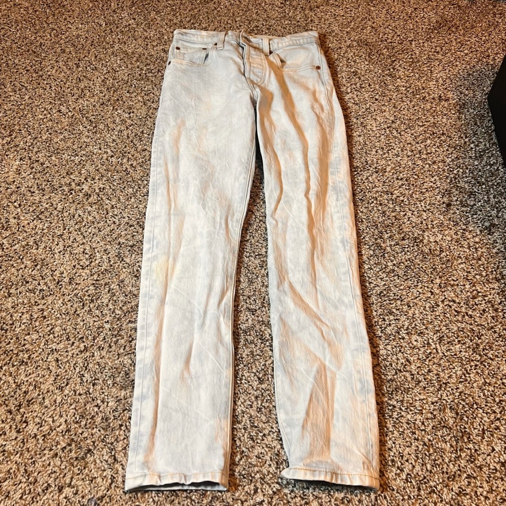 Levi's Premium 501S Jeans Bleach Wash Denim Button Fly Womens Size 24‎